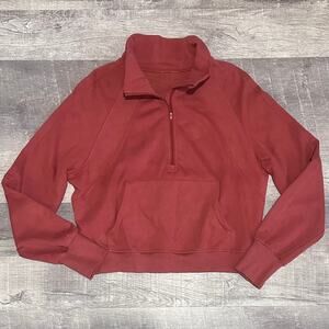 Boutique Stand Collar Half Zip Sweatshirt Women XL Rust Ribbed Thumbhole